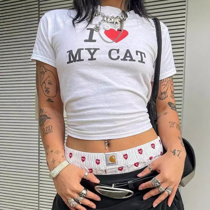 Damen Crop-T-Shirt mit kreativem Bärenmotiv und witzigem Spruch Drune