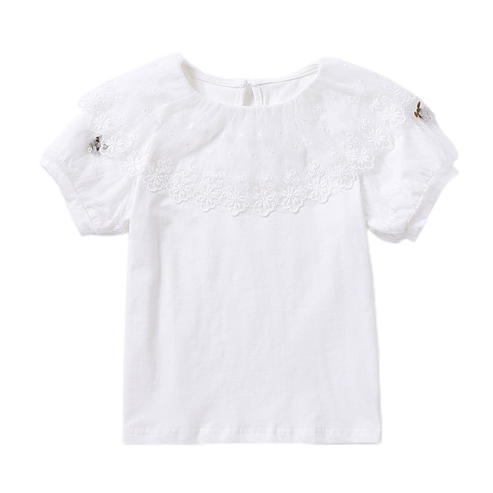 Mädchen T-Shirt mit elegantem Spitzenbesatz Drune