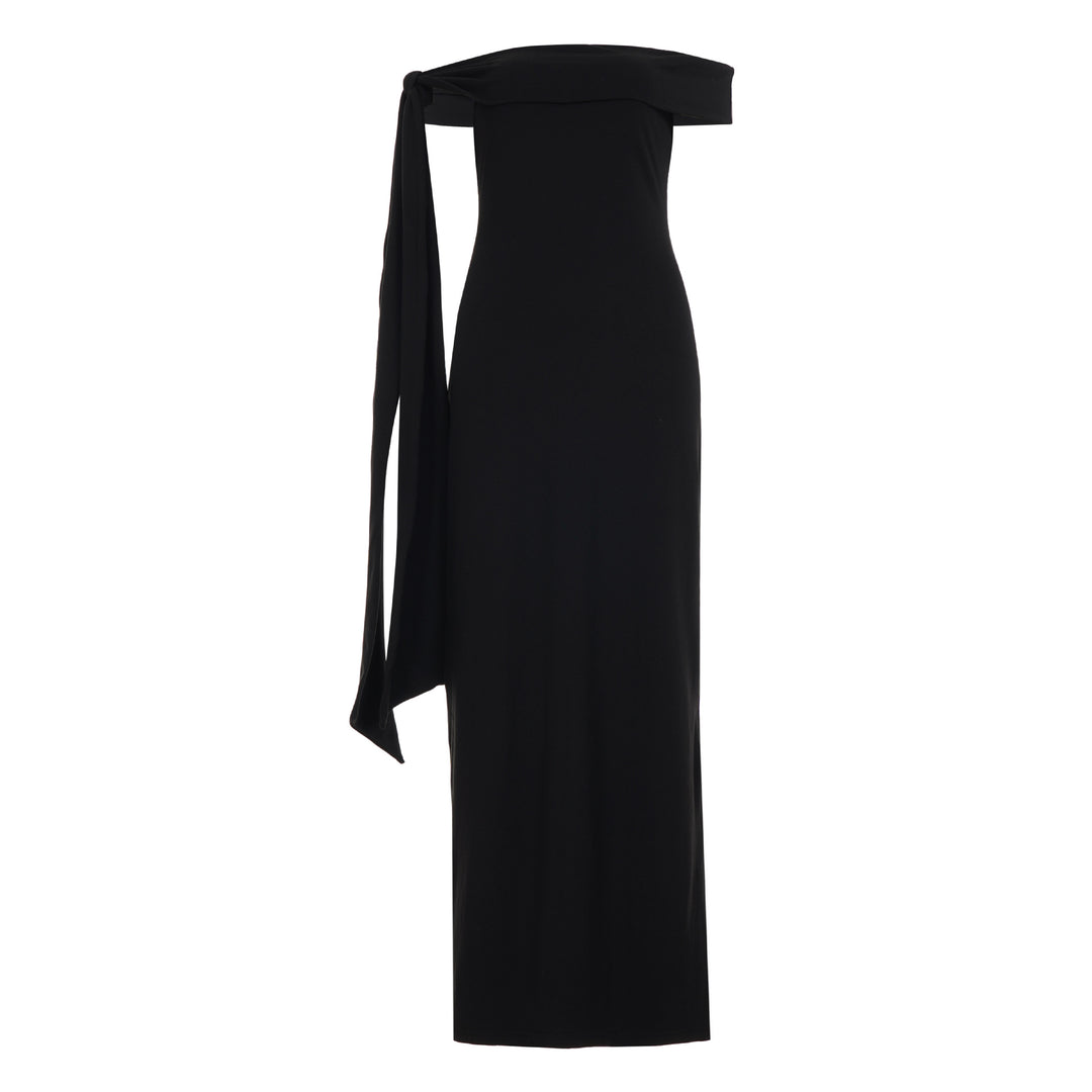 Damen Off-Shoulder Maxikleid mit eleganter Schleifenverzierung Drune