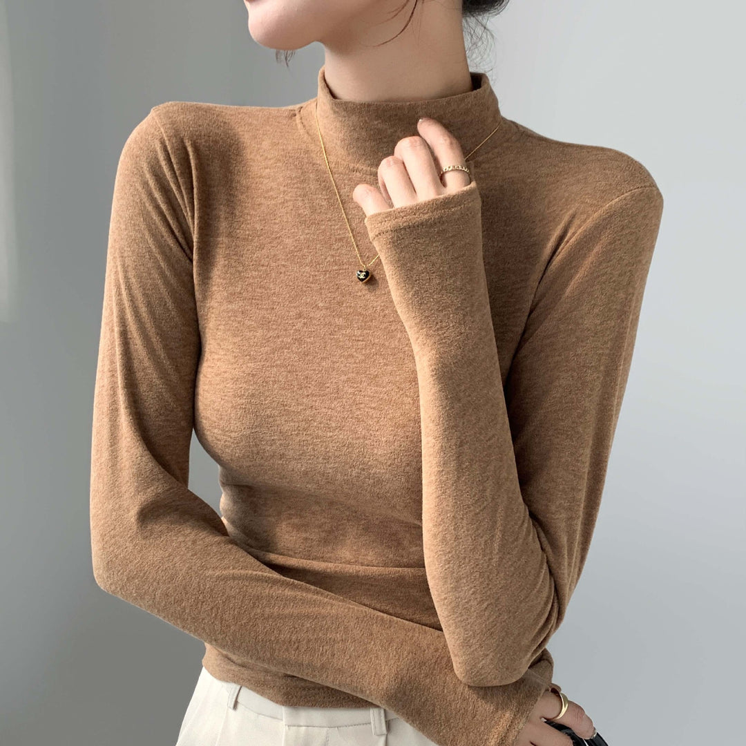 Damen Elegantes Langarmshirt mit hohem Kragen Drune