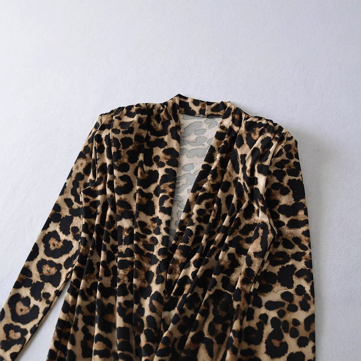 Damen Body mit elegantem Leopardenmuster und tiefem V-Ausschnitt Drune