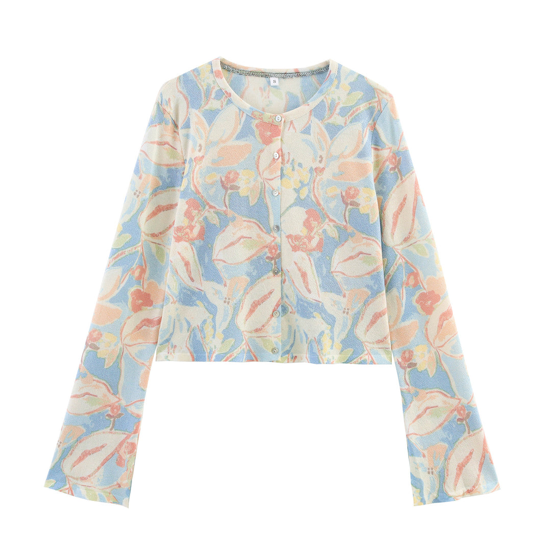 Damen Baumwollcardigan mit floralem Muster Drune