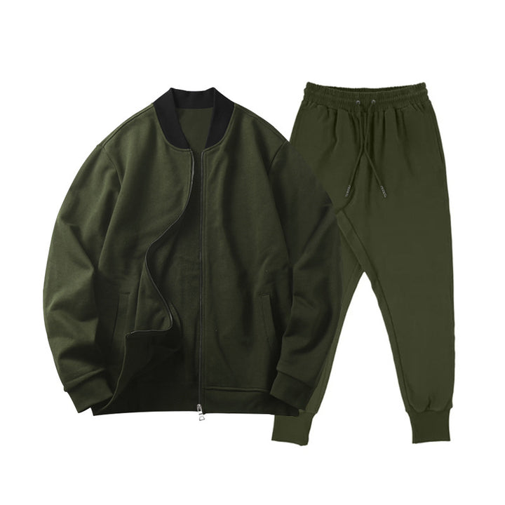 Herren nan locker geschnittenes Sweatset mit Reißverschluss-Bomberjacke und konisch zulaufender Jogginghose aus weichem Baumwollfleece Drune