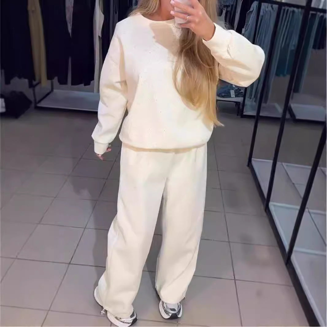 Damen Sportliches Lounge-Set mit gepunktetem Muster und elastischem Bund Drune