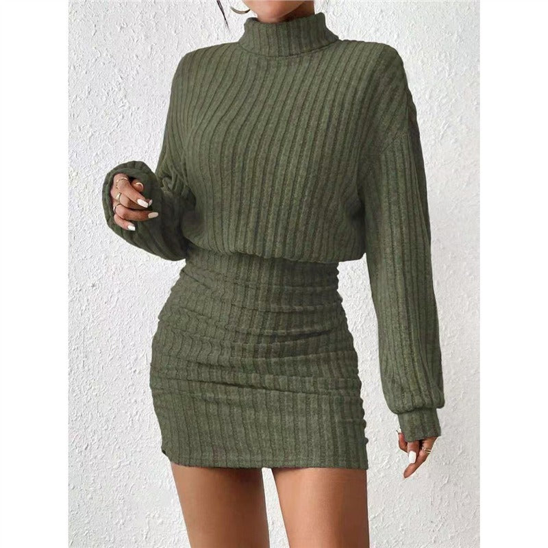 Damen Strickkleid mit Rollkragen und angeschnittenen Ärmeln Drune