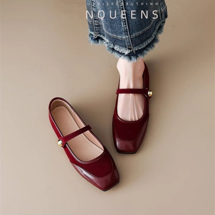 Damen klassische Mary Jane Ballerinas mit modischer Schnallenapplikation Drune