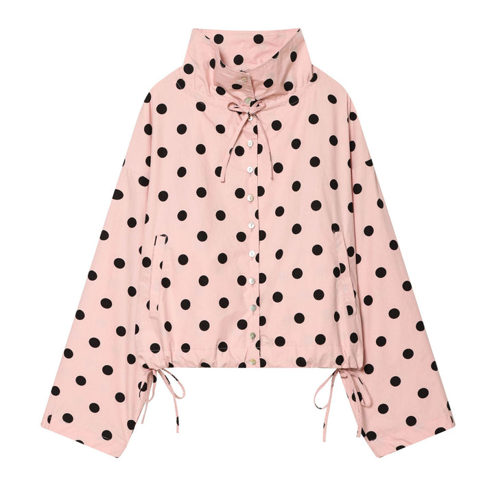 Damen Cropped-Übergangsjacke im Polka‑Dot‑Design mit kastiger Silhouette und Kapuze Drune