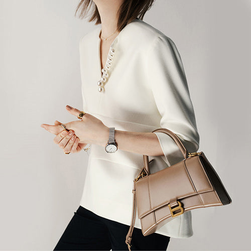 Damen Elegante und stilvolle Bluse mit Perlen-Detail Drune