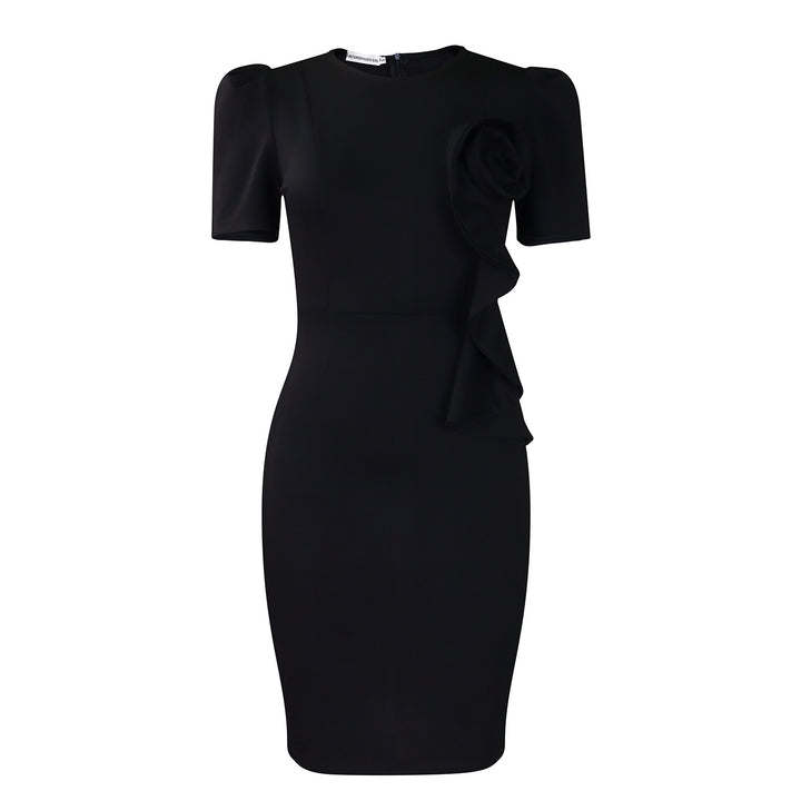Damen Figurbetontes Kleid mit dekorativer Rüschenapplikation Drune