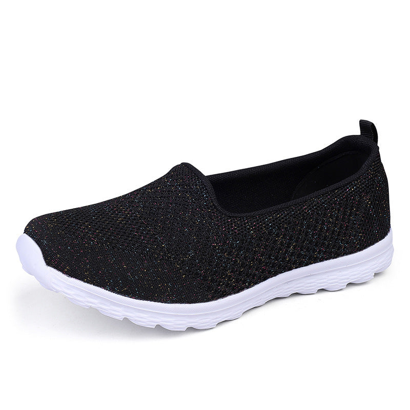 Damen nan leichter gestrickter Schlupfsneaker mit Glitzerfäden, elastischem Einstieg und flexibler Leichtsohle Drune