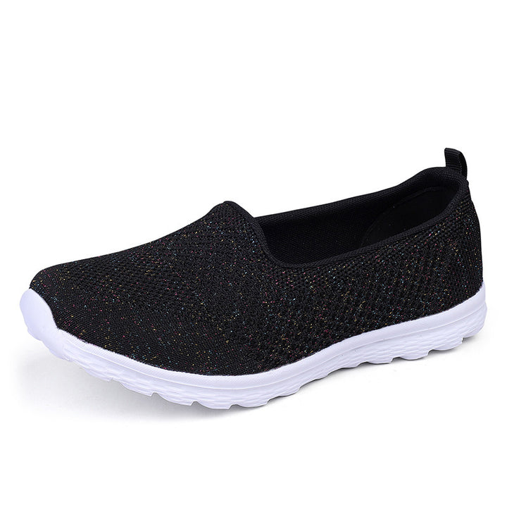 Damen nan leichter gestrickter Schlupfsneaker mit Glitzerfäden, elastischem Einstieg und flexibler Leichtsohle Drune