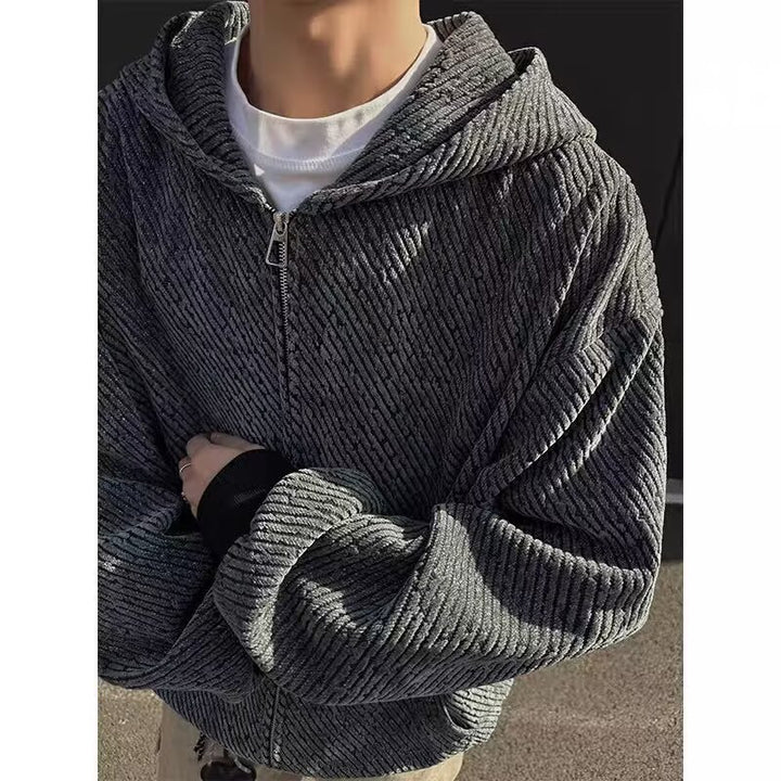 Unisex Oversized Strick-Kapuzenjacke mit Allover-Strukturmuster und Eingrifftaschen Drune