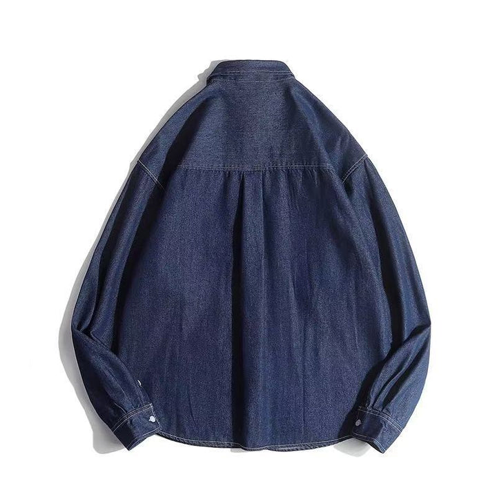 Unisex Boxy-Denim-Overshirt mit aufgesetzten Brusttaschen und gerundetem Saum Drune