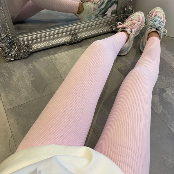 Damen Hochwertige Leggings im Rippdesign mit hohem Bund Drune