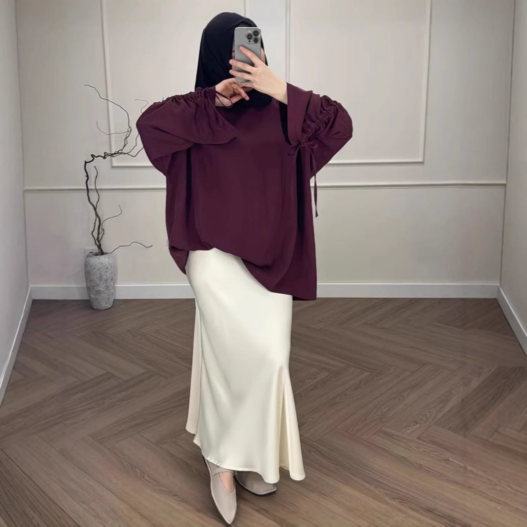 Damen Hochtaillierter Satin-Maxirock mit seidenähnlichem Fall und eleganter Trompetenform Drune