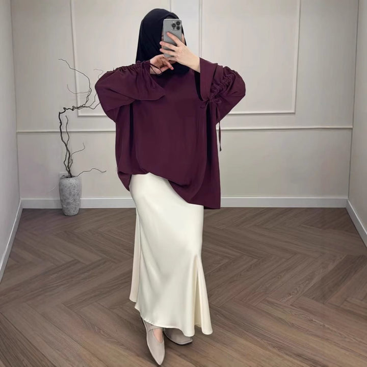 Damen Hochtaillierter Satin-Maxirock mit seidenähnlichem Fall und eleganter Trompetenform Drune