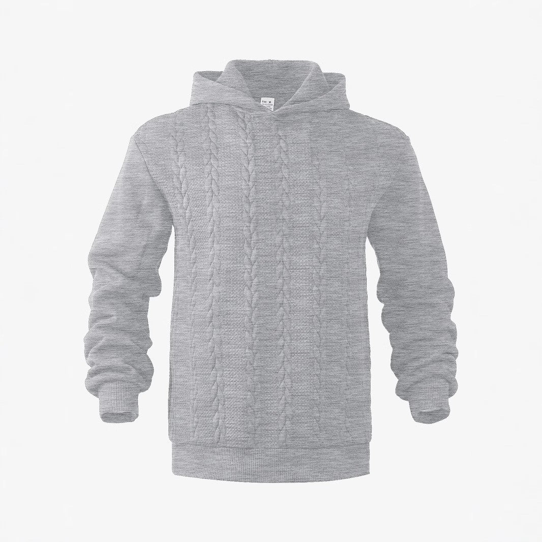 Herren nan Kapuzenpullover im Stricklook mit Zopfmuster und geripptem Saum Drune
