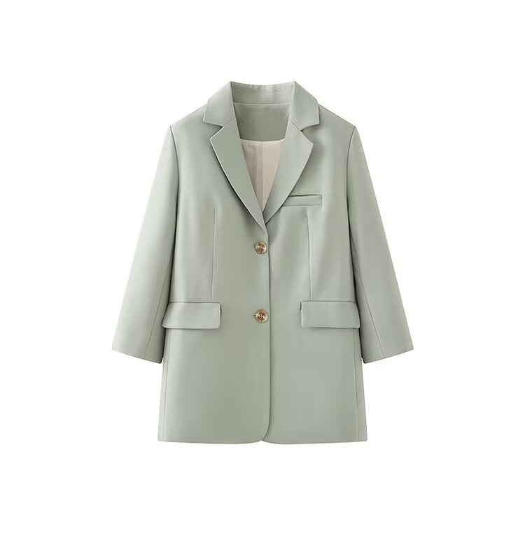 Damen modische Blazerjacke mit eleganter Knopfleiste und zwei praktischen Taschen Drune