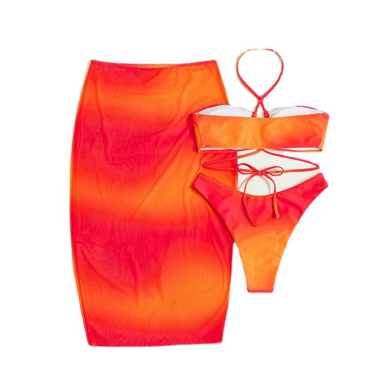 Damen Set mit modischem Bandeau-Oberteil und schulterfreier Maxi-Rock Drune