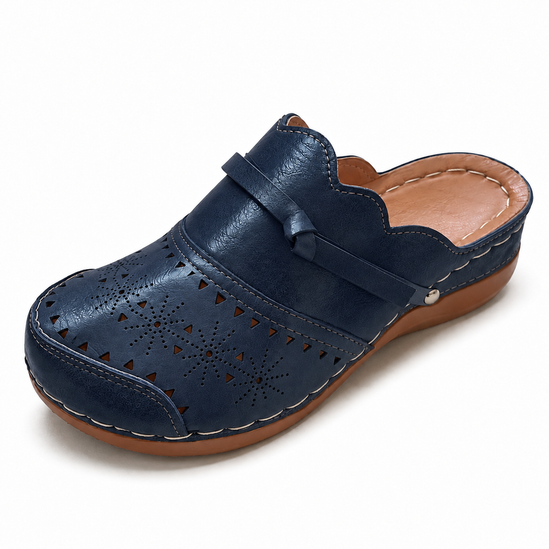 Damen Komfortable Clogs mit filigranem Durchbruchdesign und elegantem Riemen Drune