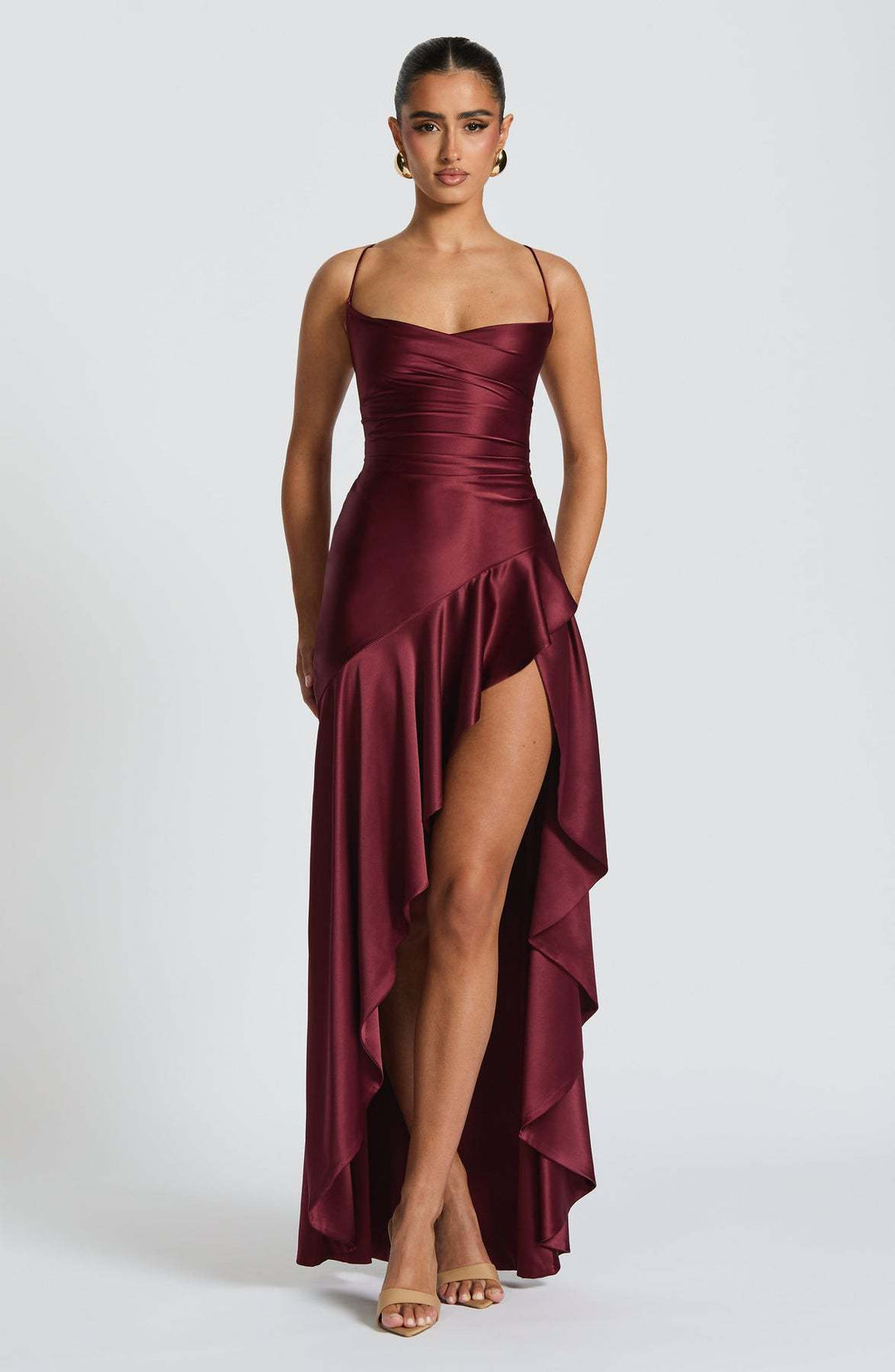 Damen schickes Abendkleid mit hohem Schlitz Drune