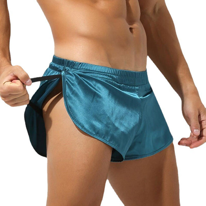 Herren nan kurze Satin-Schlafshorts mit elastischem Bund und seitlichem Schlitz Drune