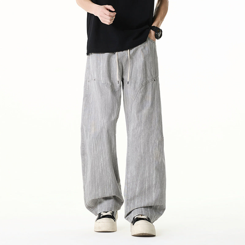 Damen Weite Leinenoptik-Hose mit elastischem Bund und aufgesetzten Taschen Drune