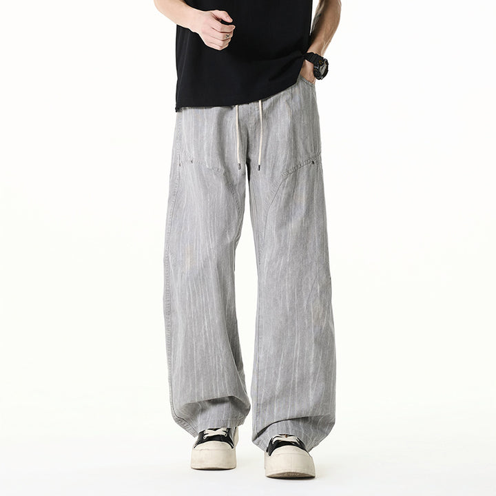 Damen Weite Leinenoptik-Hose mit elastischem Bund und aufgesetzten Taschen Drune