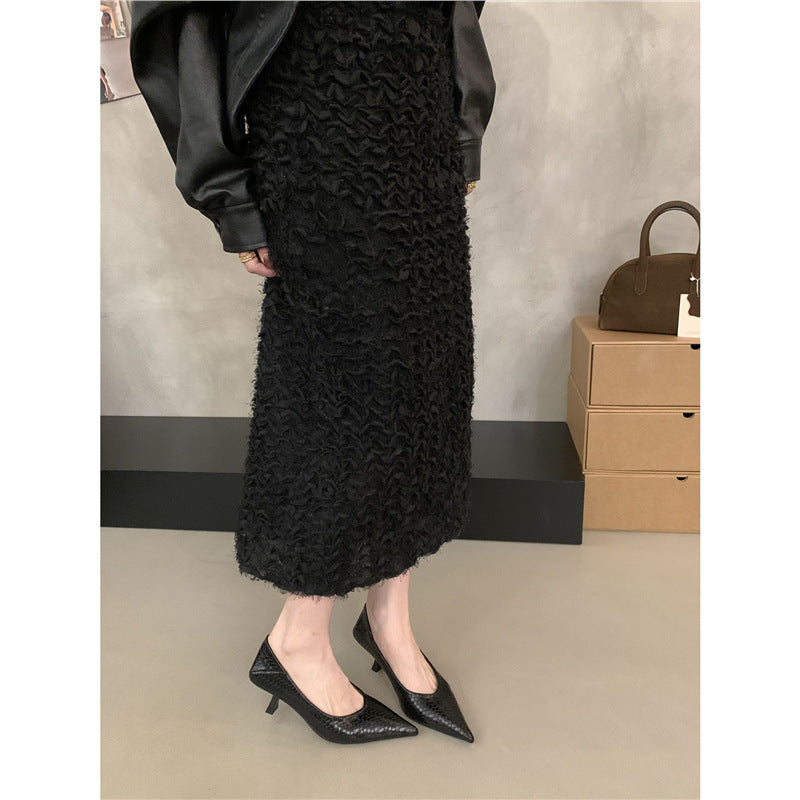 Damen Elegante spitz zulaufende Flechtleder-Pumps mit sculpted Kitten-Absatz Drune