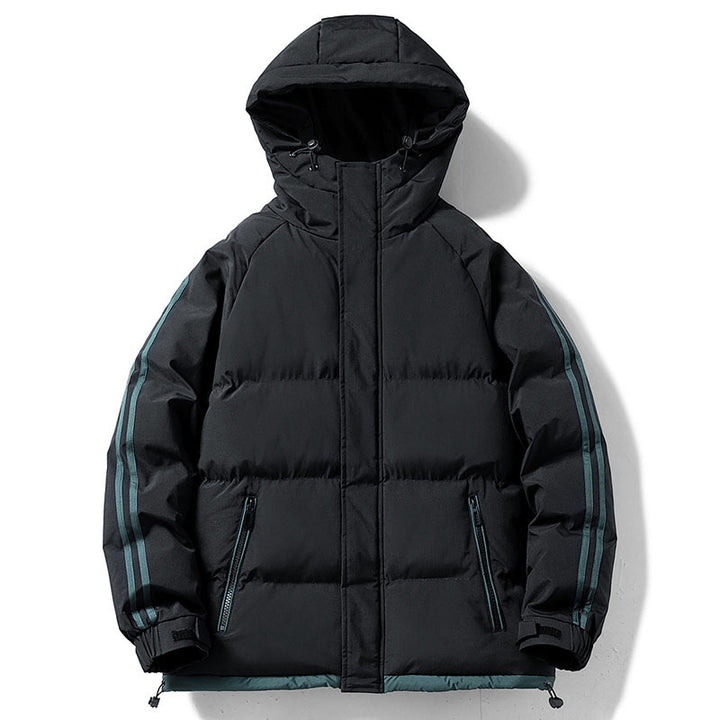 Herren nan gesteppte Kapuzen-Winterjacke mit Thermofutter, seitlichen Kontraststreifen und winddichter Außenhülle Drune