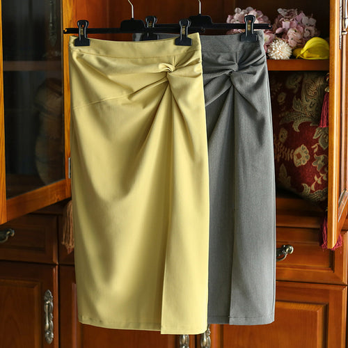 Damen Eleganter Wickelrock mit Knotendetail Drune