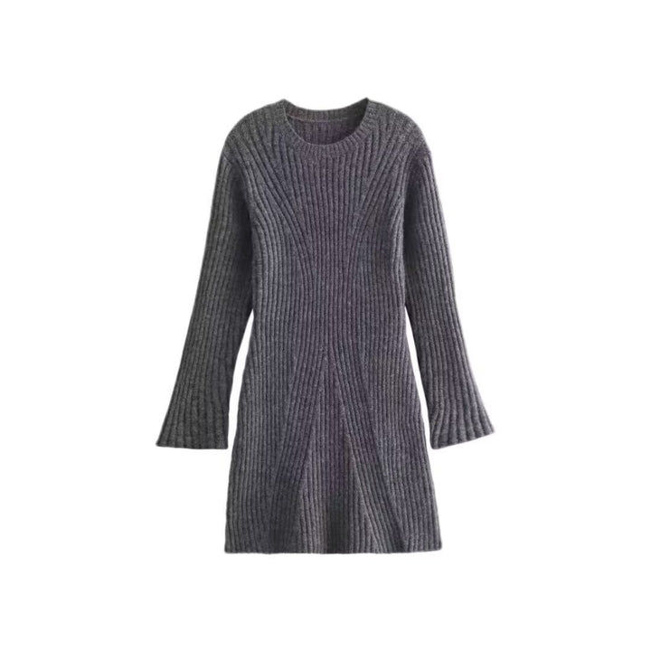 Damen Geripptes Strickkleid mit ausgestellter A‑Linie und weiten Manschetten Drune