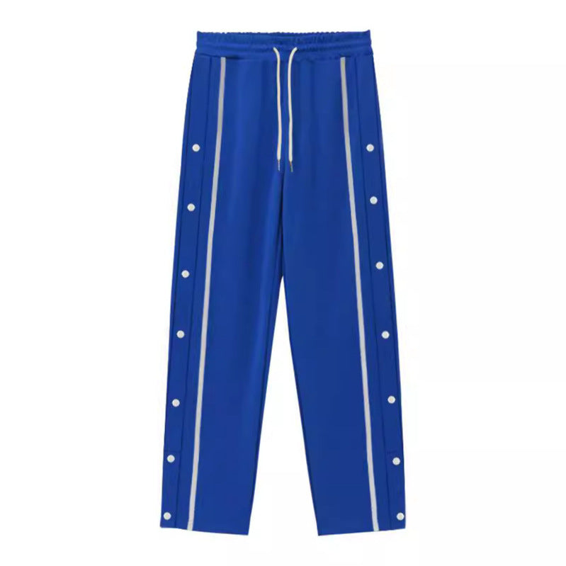 Herren Sportliche Sweatpants mit seitlichen Druckknöpfen und Kontraststreifen Drune