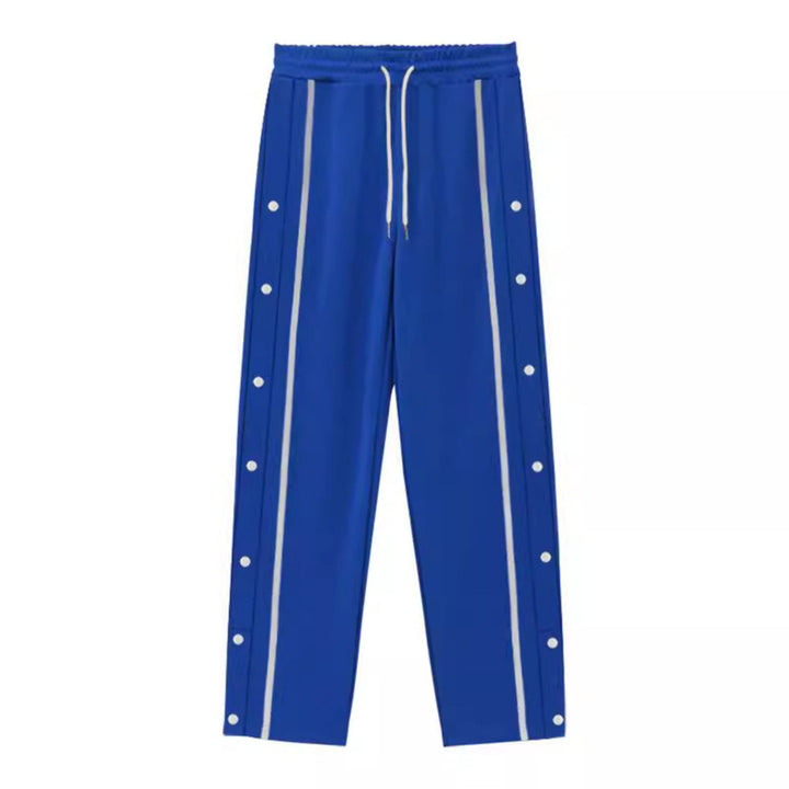 Herren Sportliche Sweatpants mit seitlichen Druckknöpfen und Kontraststreifen Drune