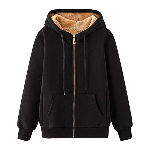 Damen Fleece-Futter Kapuzenjacke mit praktischen Taschen Drune