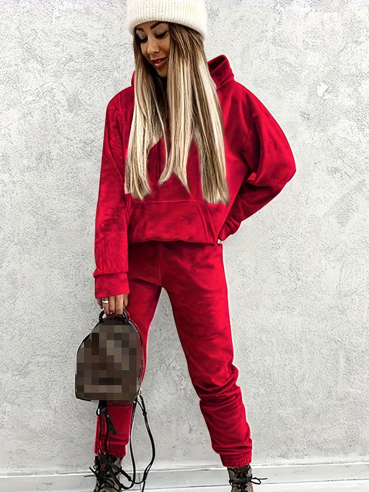 Damen Sportlicher Lounge-Set mit Kapuzenpullover und Hosen Drune