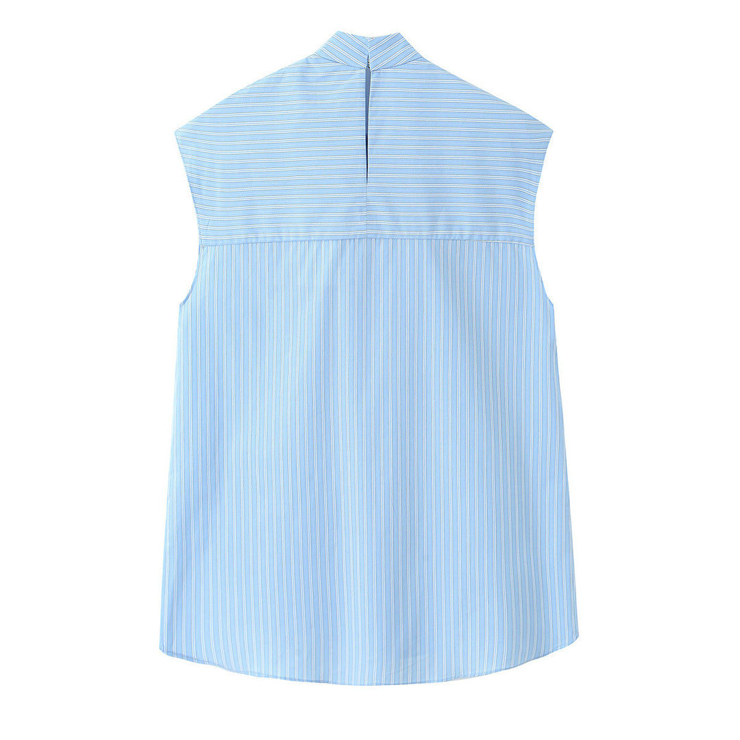 Damen Hemdblusenshirt mit dekorativer Schleife und eleganter Streifenoptik Drune