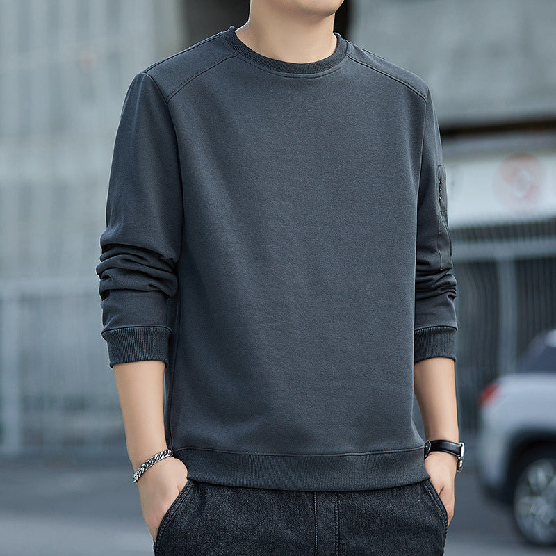 Herren Minimalistisches Sweatshirt mit Raglanärmeln und Reißverschluss-Ärmeltasche Drune
