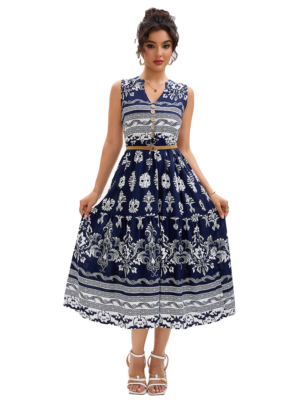 Damen Midikleid mit floralen Mustern Drune