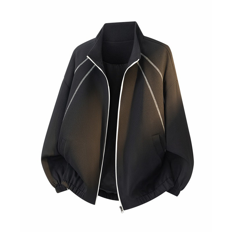 Damen Oversize Strukturiertes Bomberjacke mit Stehkragen, Raglanärmeln & elastischem Saum Drune
