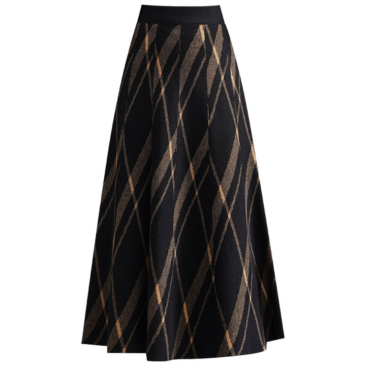 Damen Eleganter und fließender Maxirock mit diagonalen Mustern Drune