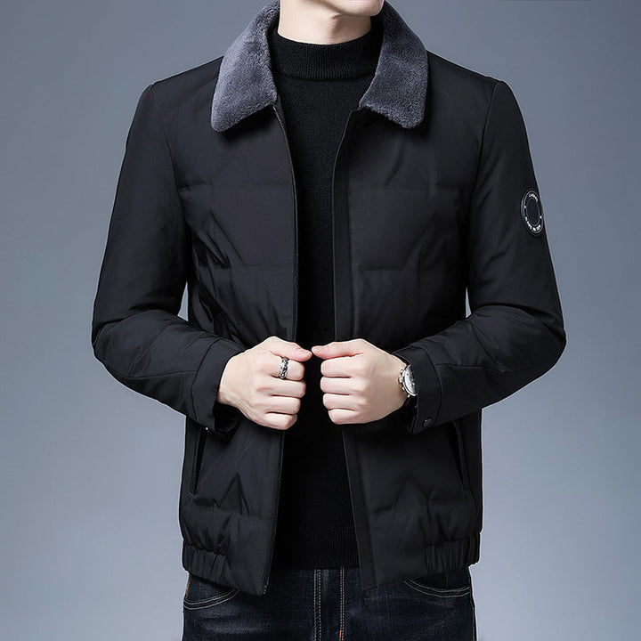 Drune | Puffjacke Slim Fit Abnehmbarer Pelzkragen Gepolstert und Warm Kurzes Modell