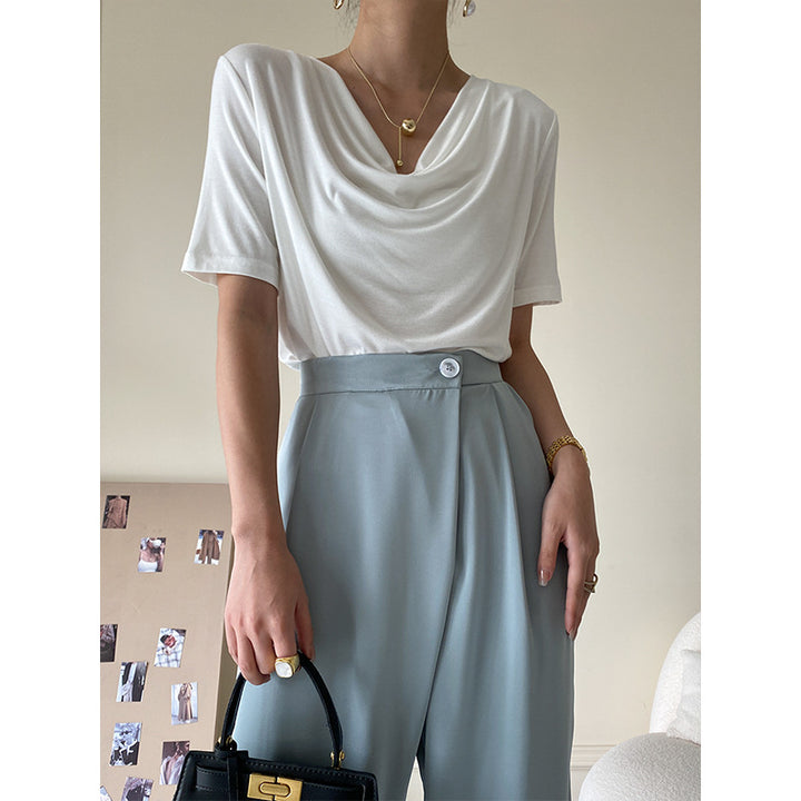 Damen Maxikleid mit eleganter Drapierung und floralem Muster Drune