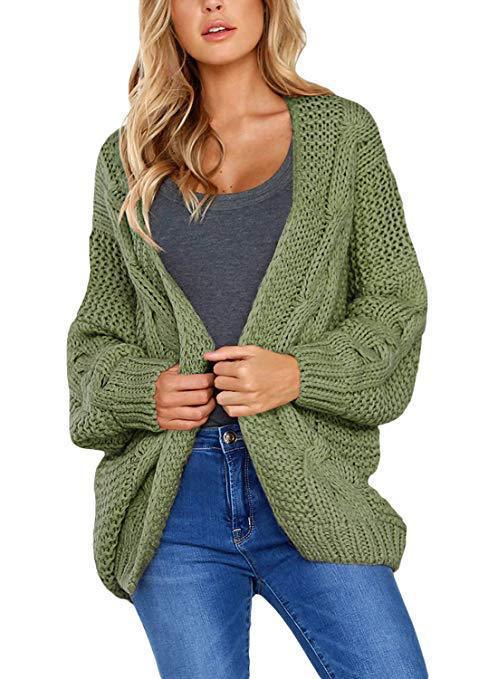 Damen Grobstrick Cardigan mit lässiger Silhouette und Knotendetails Drune