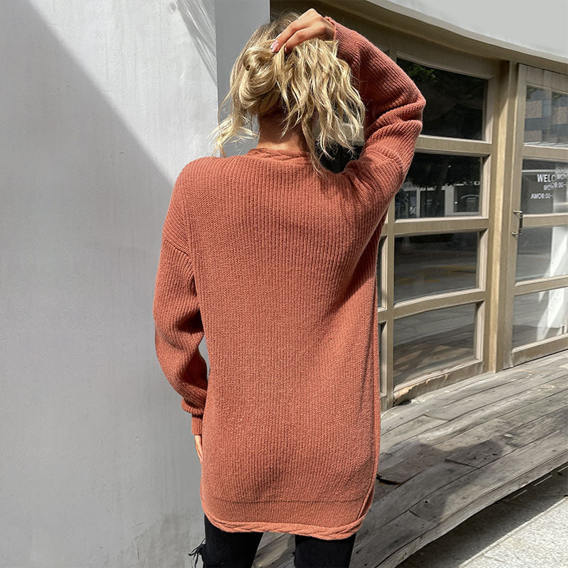 Damen Oversize Strickcardigan mit aufgesetzten Taschen und offenem Schnitt Drune