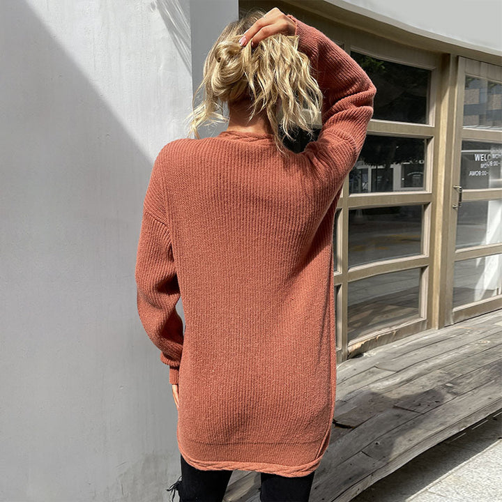 Damen Oversize Strickcardigan mit aufgesetzten Taschen und offenem Schnitt Drune