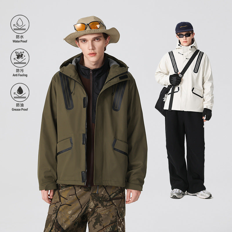 Herren Technische Softshell-Parka mit Kapuze, getapten Nähten und gummierten Einsätzen Drune