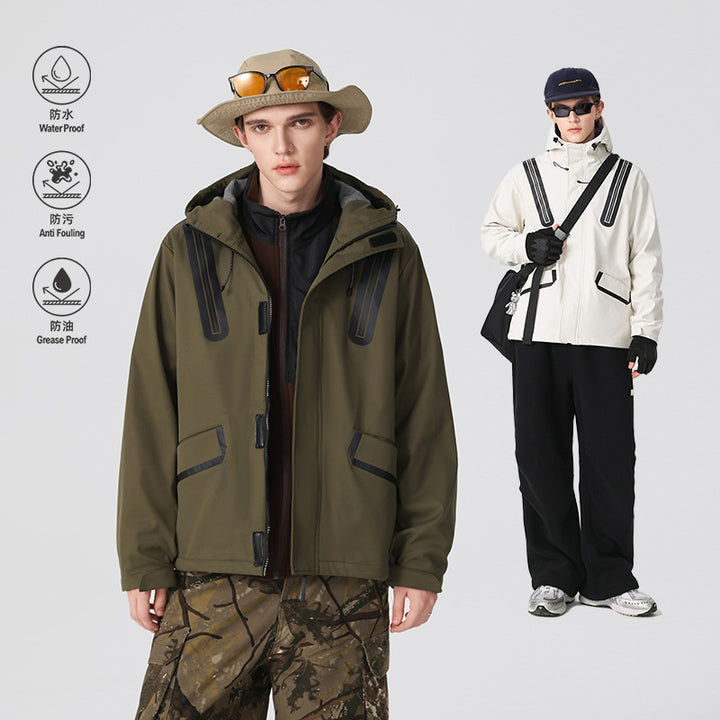 Herren Technische Softshell-Parka mit Kapuze, getapten Nähten und gummierten Einsätzen Drune