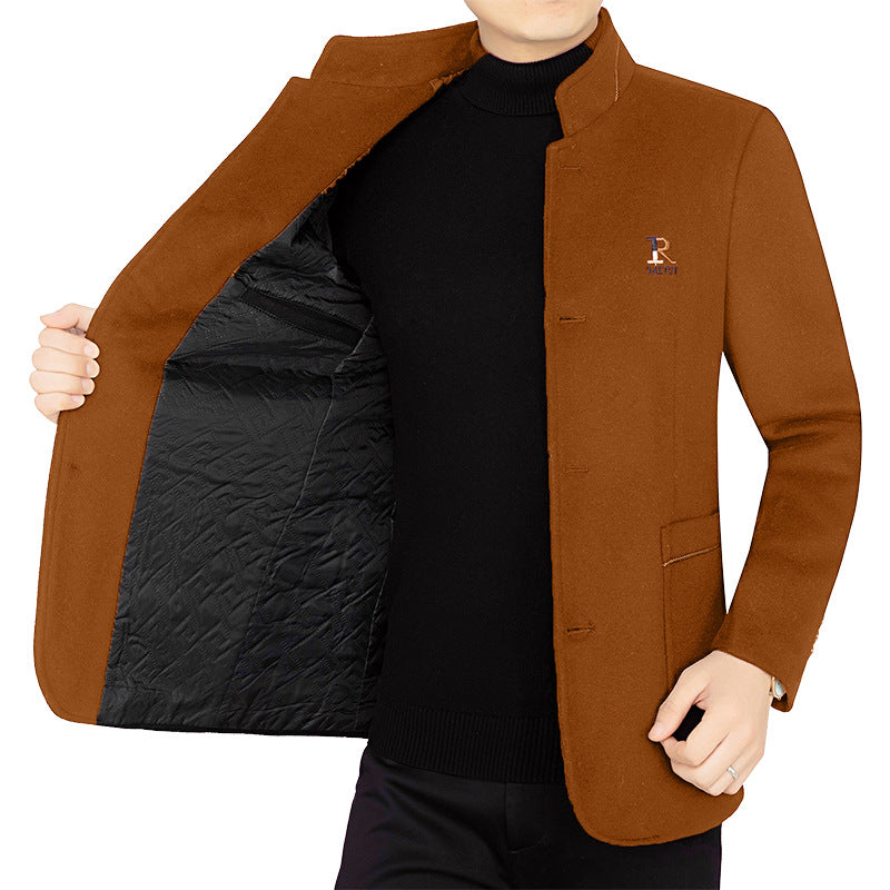Herren Eleganter Wollmix-Kurzmantel im Mandarin-Kragen mit gesteppter Thermo-Innenfütterung Drune