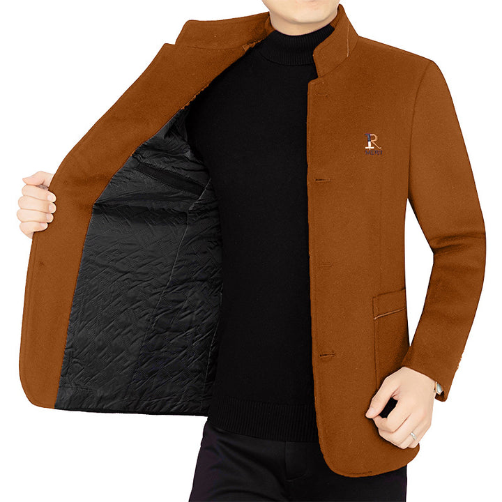 Herren Eleganter Wollmix-Kurzmantel im Mandarin-Kragen mit gesteppter Thermo-Innenfütterung Drune